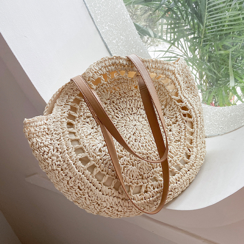 Luxury Beach Bags Ysl - Summer Round Straw Bags for Women