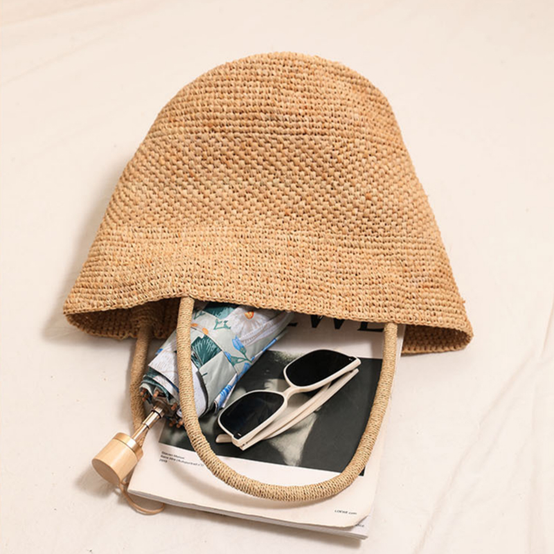 Vintage Raffia Straw Woven Tot - đánh giá và giá Luxury Beach Bags Ysl