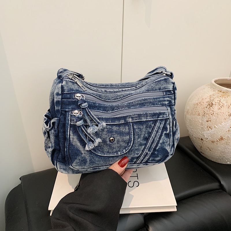 Street Style Retro Blue Denim  - đánh giá và giá Luxury Bags Vip