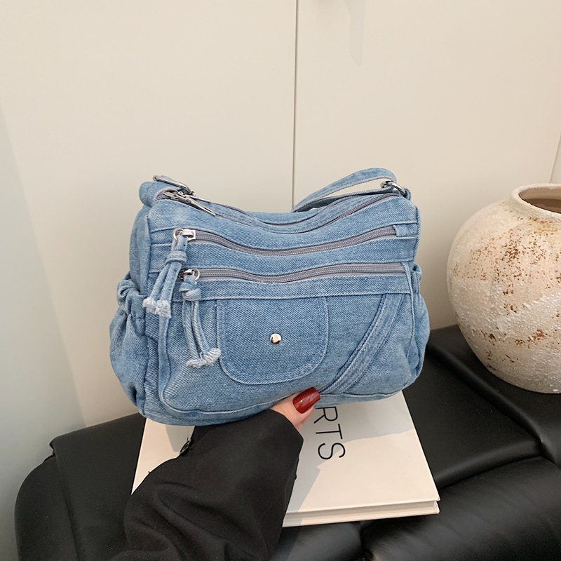 Street Style Retro Blue Denim  - đánh giá và giá Luxury Bags Vip